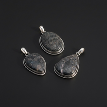 Load image into Gallery viewer, Pendant | Black Coral Fossil | 925 Silver Plated
