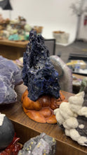 Load and play video in Gallery viewer, Museum Grade Azurite on stand from Chessy France
