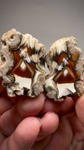 Load and play video in Gallery viewer, INCREDIBLE High-Grade Indonesian Sumatra Agate Pair – Vibrant Banded Chalcedony with Rich Color Zoning | Ethical Lapidary &amp; Collector Display Specimens
