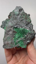 Load and play video in Gallery viewer, Brochantite Collector Mineral Specimen – Vivid Green Copper Crystals from Morocco
