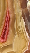Load and play video in Gallery viewer, High-Grade Parallax Banded Laguna Agate – Bright Red &amp; Yellow Crystal from Mexico
