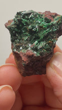 Load and play video in Gallery viewer, Brochantite Collector Mineral Specimen – Vivid Green Copper Crystals from Morocco
