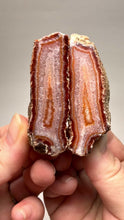 Load and play video in Gallery viewer, High-Grade Indonesian Sumatra Agate Pair – Vibrant Banded Chalcedony with Rich Color Zoning | Ethical Lapidary &amp; Collector Display Specimens
