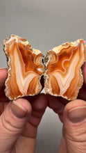 Load and play video in Gallery viewer, High-Grade Indonesian Sumatra Agate Pair – Vibrant Banded Chalcedony with Rich Color Zoning | Ethical Lapidary &amp; Collector Display Specimens

