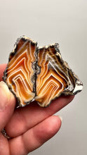 Load and play video in Gallery viewer, High-Grade Indonesian Sumatra Agate Pair – Vibrant Banded Chalcedony with Rich Color Zoning | Ethical Lapidary &amp; Collector Display Specimens
