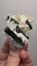 Load and play video in Gallery viewer, Dark Green Cap Stak Nala Tourmaline &amp; Pink Morganite on Cleavelandite on Quartz Matrix – Haramosh Mountains, Pakistan
