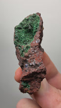 Load and play video in Gallery viewer, Brochantite Collector Mineral Specimen – Vivid Green Copper Crystals from Morocco
