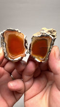 Load and play video in Gallery viewer, Indonesian Sumatra Agate Pair – Vibrant Banded Chalcedony with Rich Color Zoning | Ethical Lapidary &amp; Collector Display Specimens
