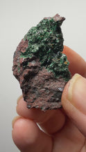 Load and play video in Gallery viewer, Brochantite Collector Mineral Specimen – Vivid Green Copper Crystals from Morocco
