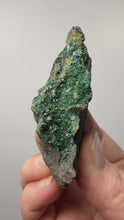 Load and play video in Gallery viewer, Brochantite Collector Mineral Specimen – Vivid Green Copper Crystals from Morocco
