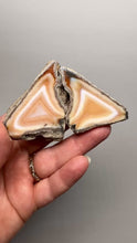 Load and play video in Gallery viewer, High-Grade Indonesian Sumatra Agate Pair – Vibrant Banded Chalcedony with Rich Color Zoning | Ethical Lapidary &amp; Collector Display Specimens
